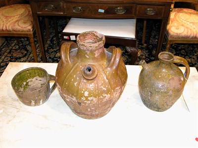 Lot 1236 - Group of Three French Glazed Pottery Vessels
