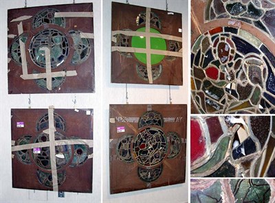 Lot 4282 - Set of Four Continental Stained Glass Windows...