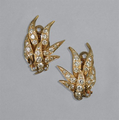 Lot 381 - Pair of Gold & Diamond Earclips