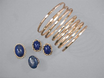 Lot 385 - Group of  Lapis Jewelry & Low Karat Bangles
