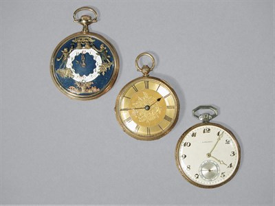 Lot 398 - Three Gold Open Face Pocket Watches