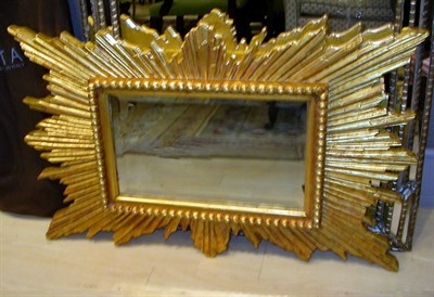 Lot 1161 - Gilt-Wood Rectangular Sunburst Mirror