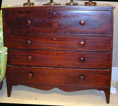 Lot 1239 - Late Federal Mahogany Chest of Drawers Height...