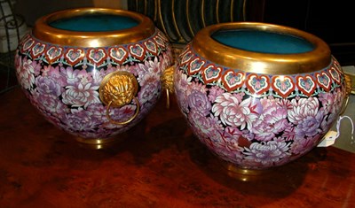 Lot 1441 - Pair of Chinese Cloisonne Jardinieres Each...