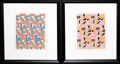 Lot 2082 - Serge Gladky [COMPOSITIONS] Two color pochoirs,...