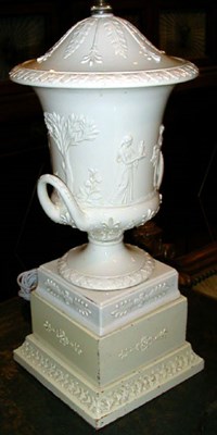 Lot 1411 - Neoclassical Style Creamware Urn-Form Lamp