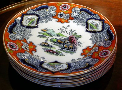 Lot 1406 - Set of Eleven Chinoiserie Decorated Plates
