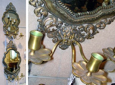 Lot 1344 - Pair of Gilt-Metal Cartouche-Shape Three-Light...