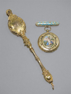 Lot 423 - Antique Lorgnette & Enamel Lapel Watch