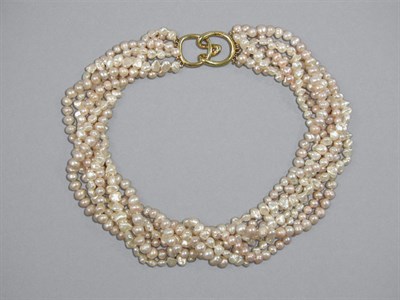 Lot 432 - Seven Strand Biwa Pearl Torsade Necklace