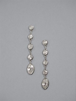 Lot 413 - Pair of Diamond Pendant-Earrings