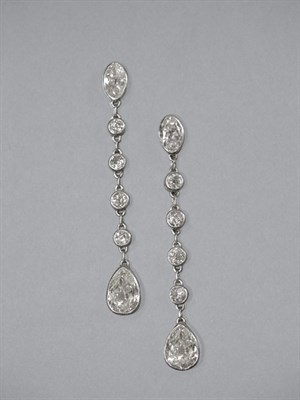 Lot 404 - Pair of Diamond Pendant-Earrings