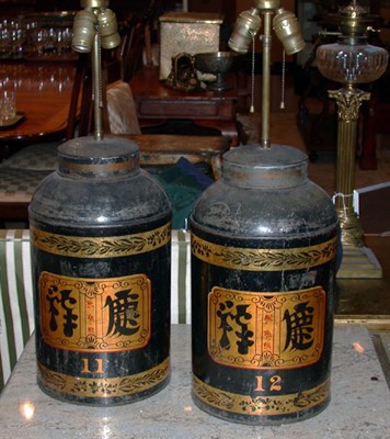 Lot 2447 - Pair of English Tea Canisters Each mounted as...