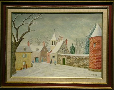 Lot 2006 - Andre Bouquet French, b.1897 VILLAGE IN SNOW...