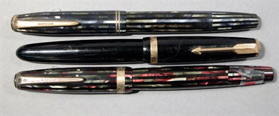 Lot 2280 - Three Assorted Parker Duofold Fountain Pens