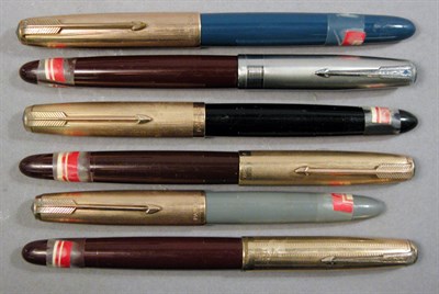 Lot 2278 - Six Assorted Parker Fountain Pens
