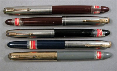 Lot 2277 - Five Assorted Parker Fountain Pens
