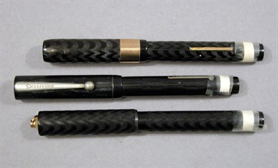 Lot 2240 - Three Sheaffer Hard Chased Rubber Fountain Pens