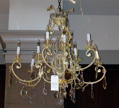 Lot 1373 - White Painted Metal and Glass Twelve-Light...