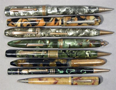 Lot 2225 - Eight Marble Case Writing Instruments...