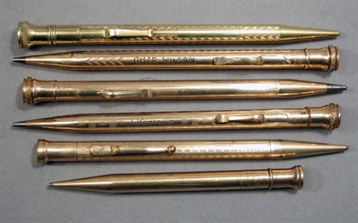 Lot 2252 - Six Assorted Gold-Filled Pencils Including...