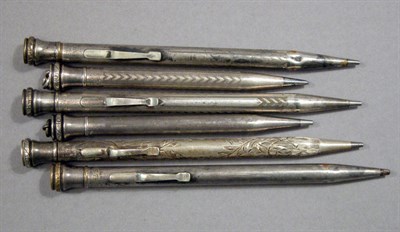 Lot 2247 - Six Sterling Silver and Silver Plated Pencils...