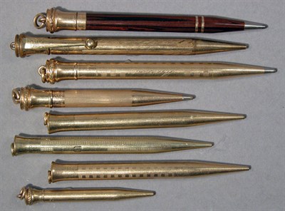 Lot 2244 - Eight Assorted Gold-Filled Pencils Including...