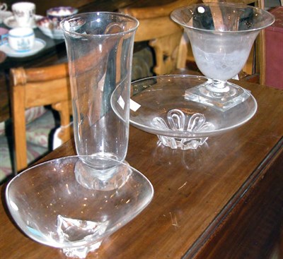 Lot 1228 - Three Steuben Glass Bowls; Together with a...
