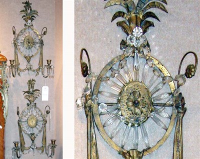 Lot 1254 - Pair of Neoclassical Style Gilt-Metal Prismed...