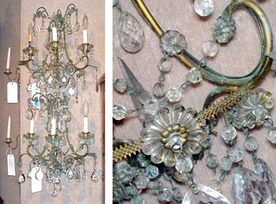 Lot 1263 - Pair of Rococo Style Gilt-Metal Prismed...