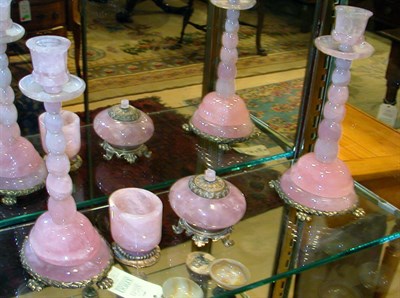 Lot 1185 - Group of Carved Rose Quartz Decorations...