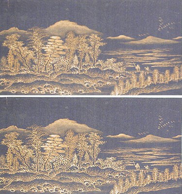 Lot 4216 - Six Chinese Album Paintings 19th Century Gold...