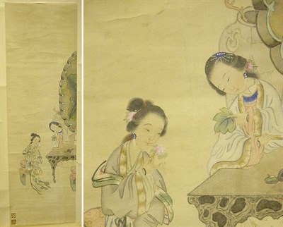 Lot 4234 - Chinese Painting of Two Women 19th Century Ink...