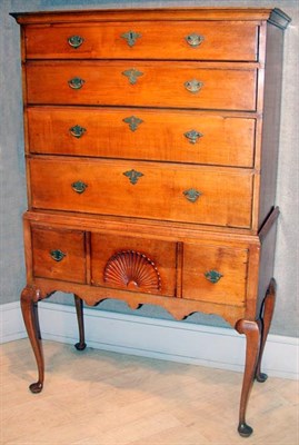 Lot 3143 - Queen Anne Maple High Chest New England The...