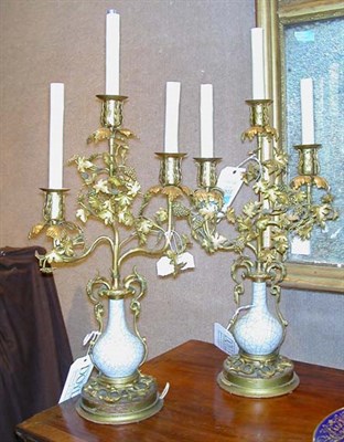 Lot 1389 - Pair of Gilt-Metal Mounted Crackle Glaze...