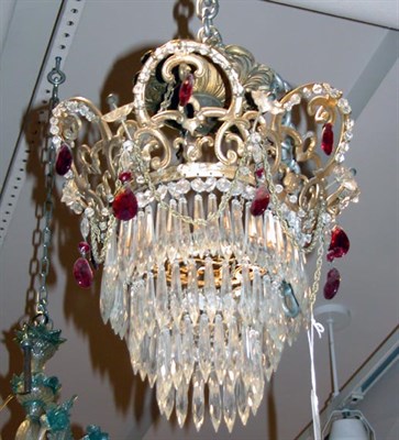 Lot 1366 - Neoclassical Style Colored and Clear Glass...