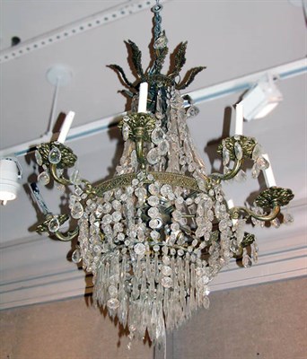 Lot 1374 - Rococo Style Brass and Glass Eight-Light...