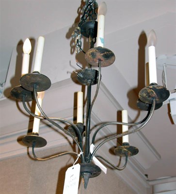 Lot 1365 - Georgian Style Iron Eight-Light Chandelier