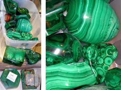 Lot 1341 - Group of Malachite Decorations Including boxes,...