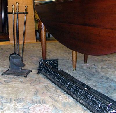 Lot 1143 - Cast Iron Fire Fender and Set of Fireplace Tools