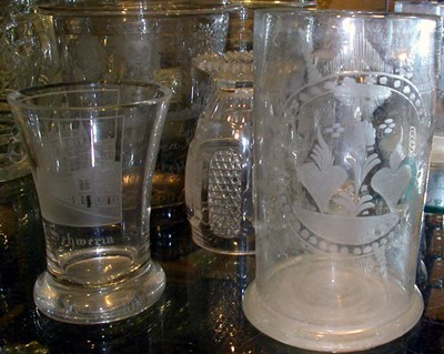 Lot 1180 - Four Continental Etched Glass Dishes