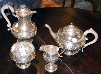 Lot 1285 - English Silver Four-Piece Coffee and Tea...