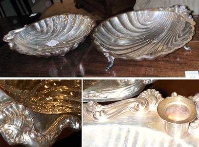 Lot 1298 - Pair of Silver Plated Shell-Form Dishes