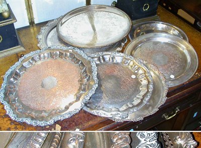 Lot 1299 - Seven Silver Plated Circular Serving Trays
