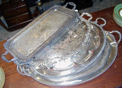 Lot 1300 - Seven Silver Plated Serving Trays