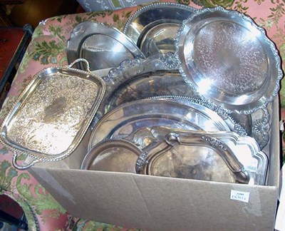 Lot 1305 - Group of Silver Plated Serving Trays...