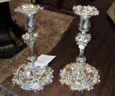 Lot 1309 - Pair of Tiffany & Co. Silver Plated Candlesticks