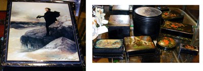 Lot 1332 - Eight Russian Lacquered Boxes