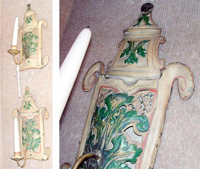 Lot 1275 - Pair of Painted and Pierced Metal Single-Light...