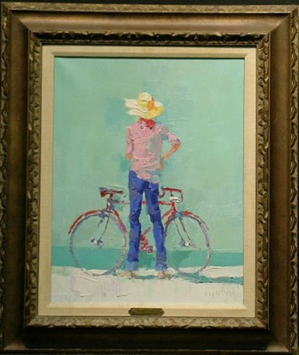 Lot 2042 - Nicola Simbari Italian, b.1927 BOY AND BICYCLE...